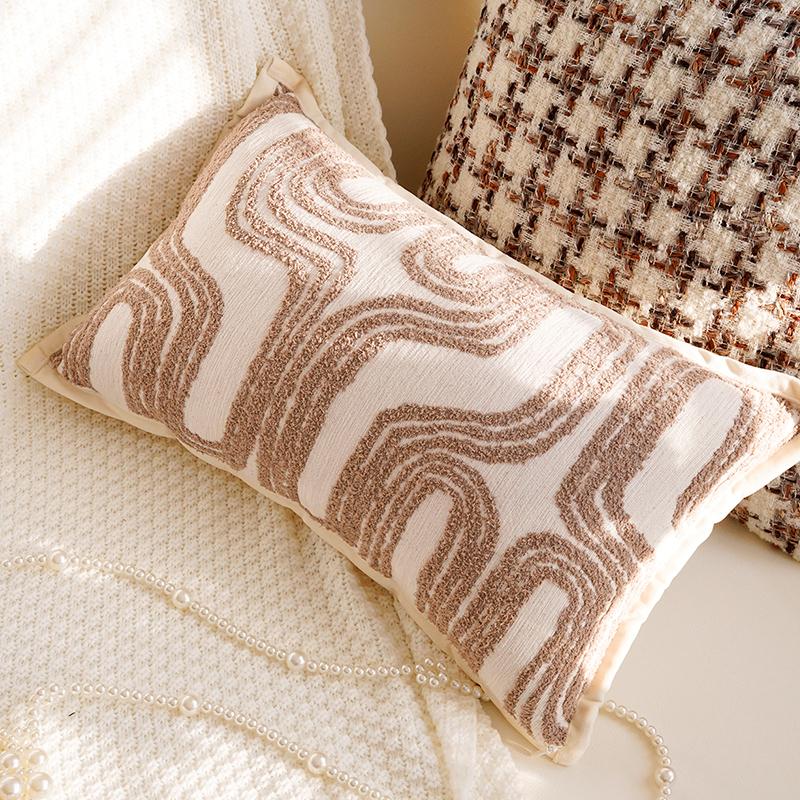 Luxury and Retro Bedroom Headboard Cushion Simple and Sophisticated High-Style Throw Pillow Cover Brown Color Sofa Cushion
