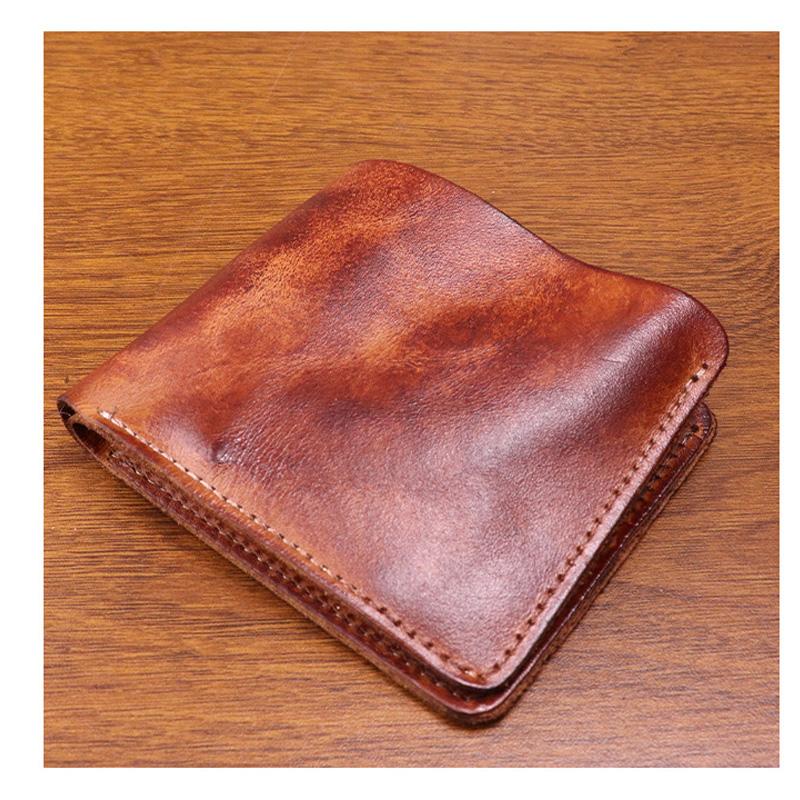 Vintage Handmade Leather Wallet for Men Bifold Minimalist Genuine Leather Men Wallet