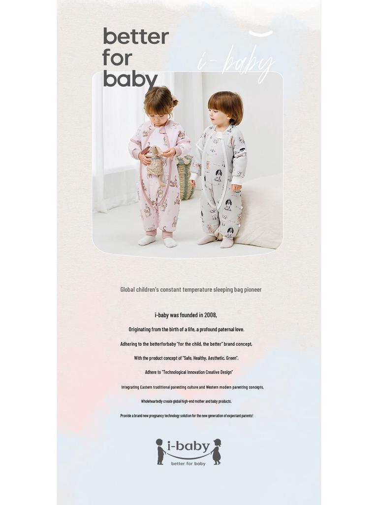 iBaby Silk-Filled Cotton Sleep Bag for Babies - Anti-kick, Split-leg Design for Spring, Autumn, Winter