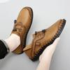 Herr Blå Mockasiner Vandringsskor Slip-on Handgjorda Körskor Casual Läder Breda Utomhusskor Större Storlekar