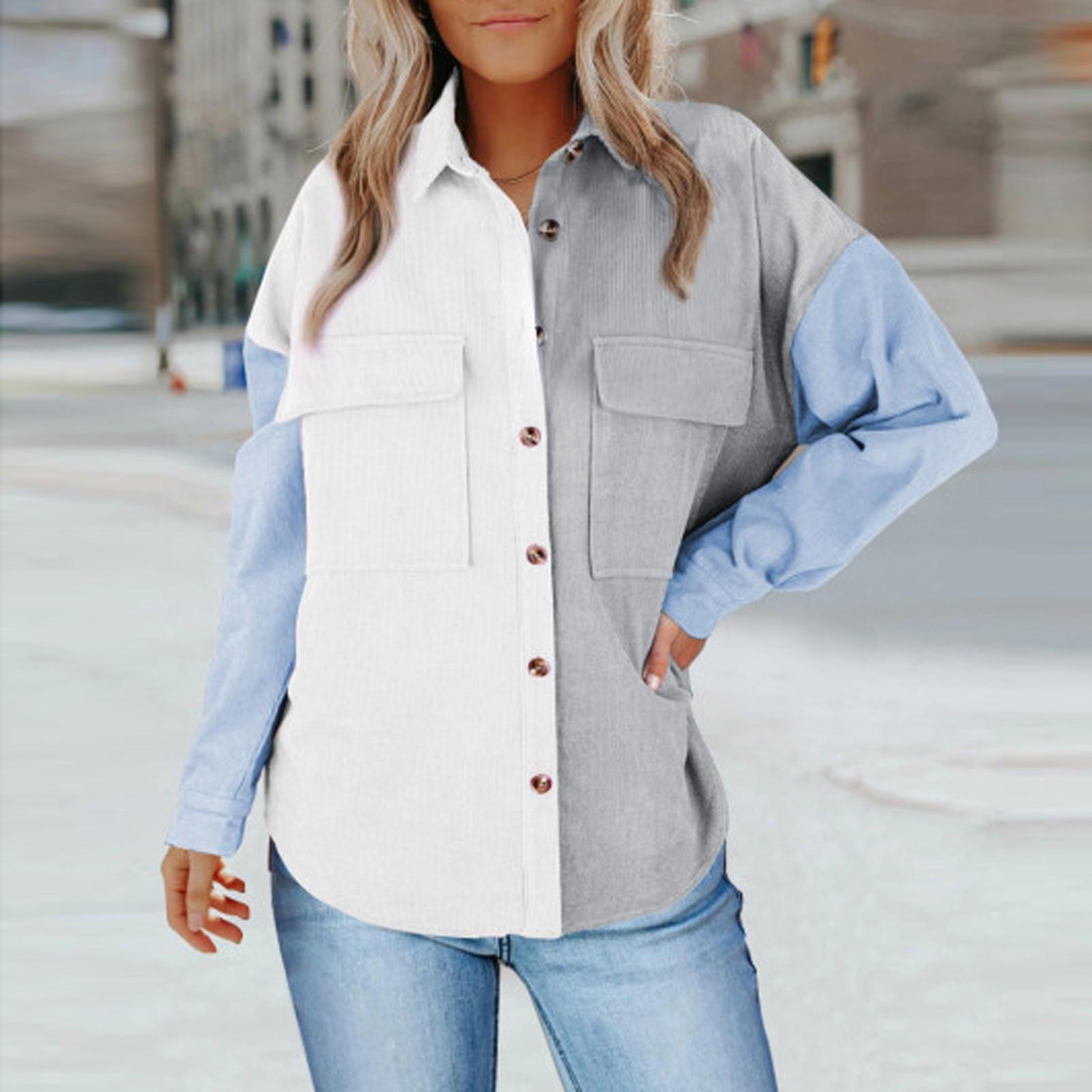 

Женские вельветовые рубашки на пуговицах, большие блузки с длинными рукавами для бойфренда, топы S