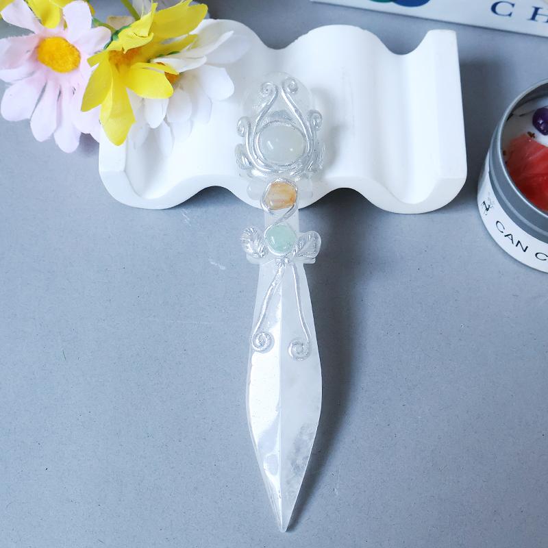Scettro di Cristallo a Forma di Coltello, Bacchetta Magica che Unisce Cristallo a Forma di Coltello e Sfera di Cristallo, Regalo di Halloween
