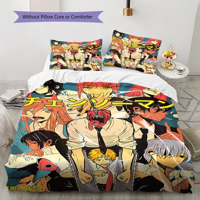 Kettensägenmann Muster Bettwäsche, Steppbett Set Bettbezug Kissenbezug Zuhause Geburtstagsgeschenk (1 Bettbezug + 2 Kissenbezüge, ohne Füllung)