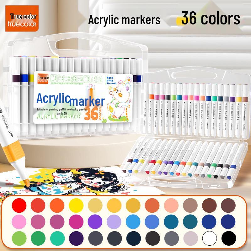 Non-Bleeding True Color Watercolor Marker Pens for Kindergarten Art - Safe & Stackable Acrylic Brushes