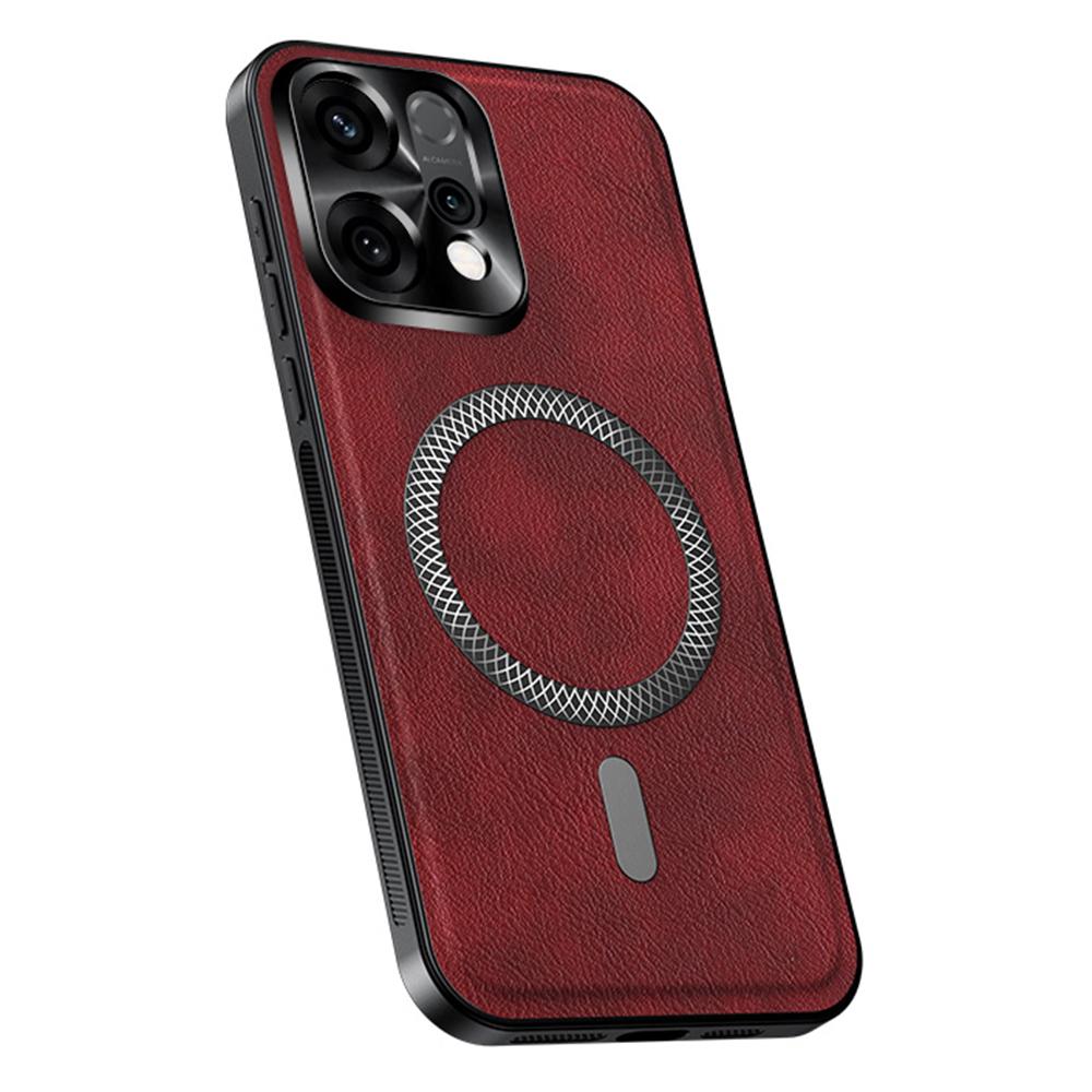 For Oppo Reno14 5G (Global) Deksel Kompatibelt med MagSafe PU TPU PC Telefon Bakdeksel med Metall Linseramme