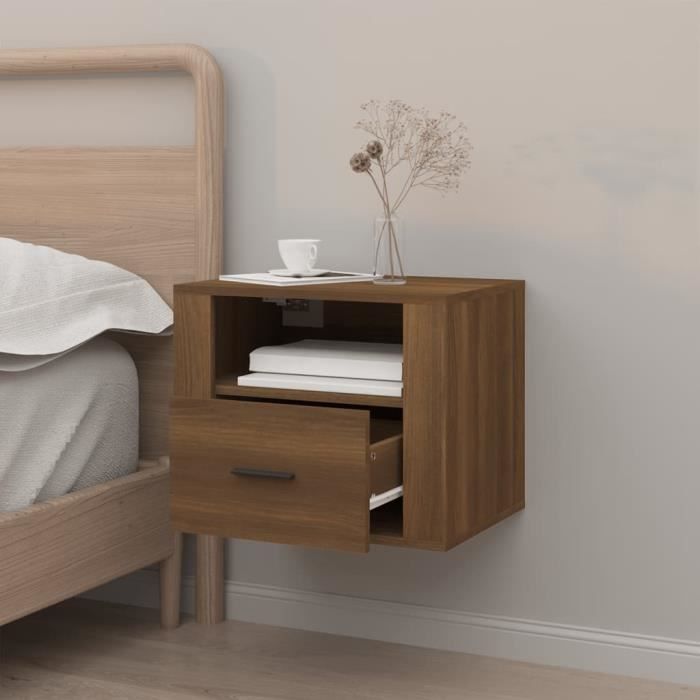 816894 vidaXL Wall-mounted Bedside Table Brown Oak 50x36x40 Cm