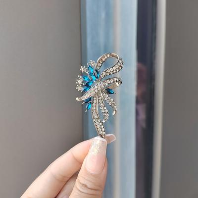 Court Retro Diamond-Encrusted Crystal Flower Brooch Women'S High-End Blazer Xingdai Brooch Pin Jewelry