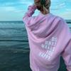 Sweat à capuche pour femme à manches longues, coupe ample, avec motif lettre graphique, pull décontracté
