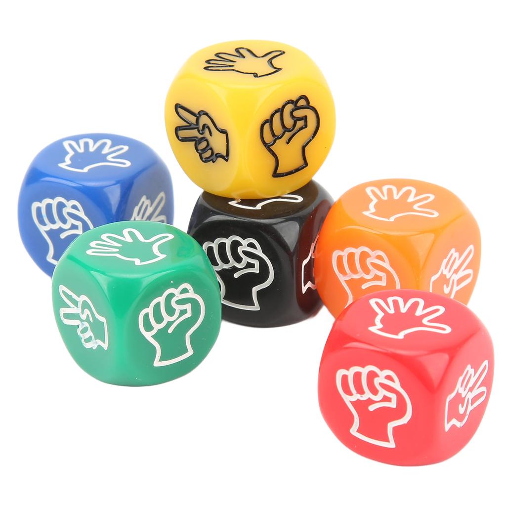 12Pcs Finger Guessing Game Dice 6 Sided 6 Colors 20mm Rock Paper Scissors Game Dice for Adults Kids Family Party