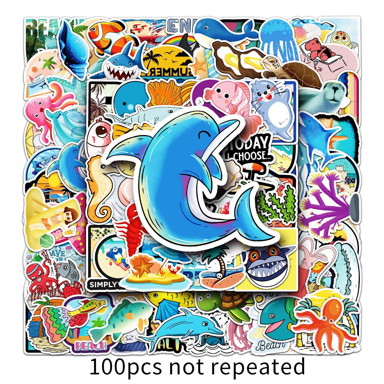 

100 Cute Marine Life Laptop Scooter Suitcase Car Guitar Decoration Stickers
