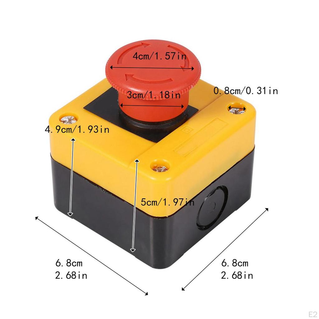Emergency Stop Button Switch,Red Pushbutton,Waterproof,Round 440V 1No 1NC Outdoor Normally Closed
