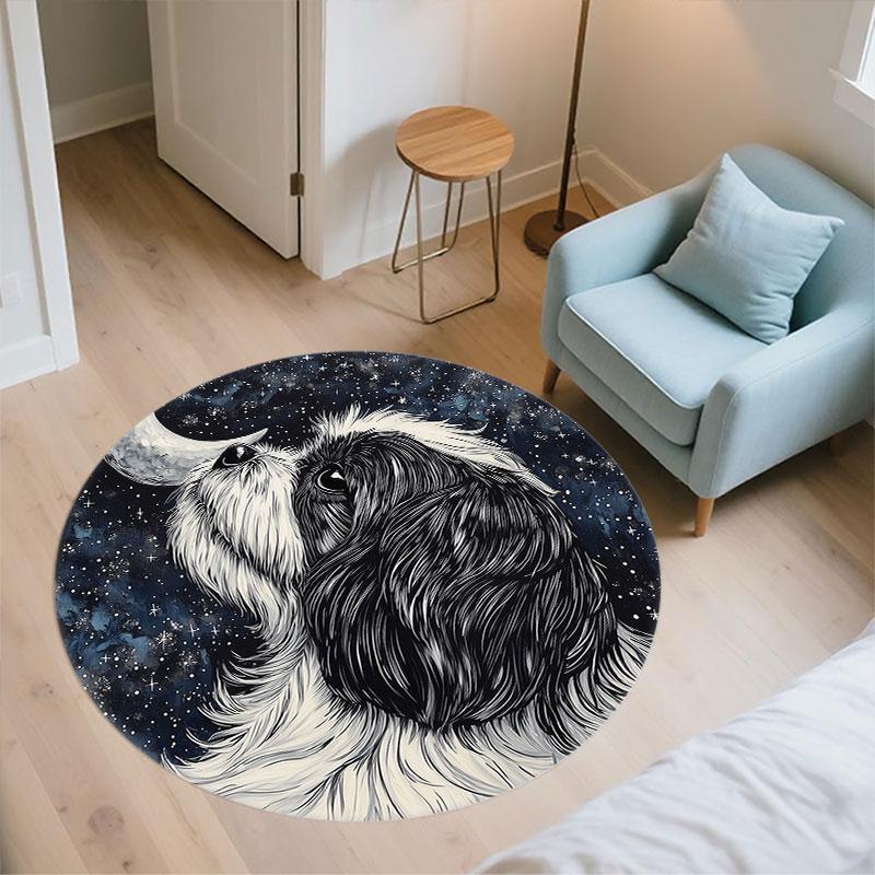 Shih Tzu Pattern Round rug,Carpet Rug for Living Room Bedroom Playroom ,Non-slip Floor Mat,Holiday Gifts and Birthday Gifts.