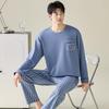 Men's Plus Size Cotton Pajama Set - Long Sleeve & Pants, All Cotton, Relaxed Fit