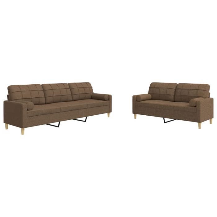 VidaXL Ensemble de canapés 2 pcs avec coussins décoratifs marron tissu, canapé, siège de canapé, canapé relax, canapé 3278338