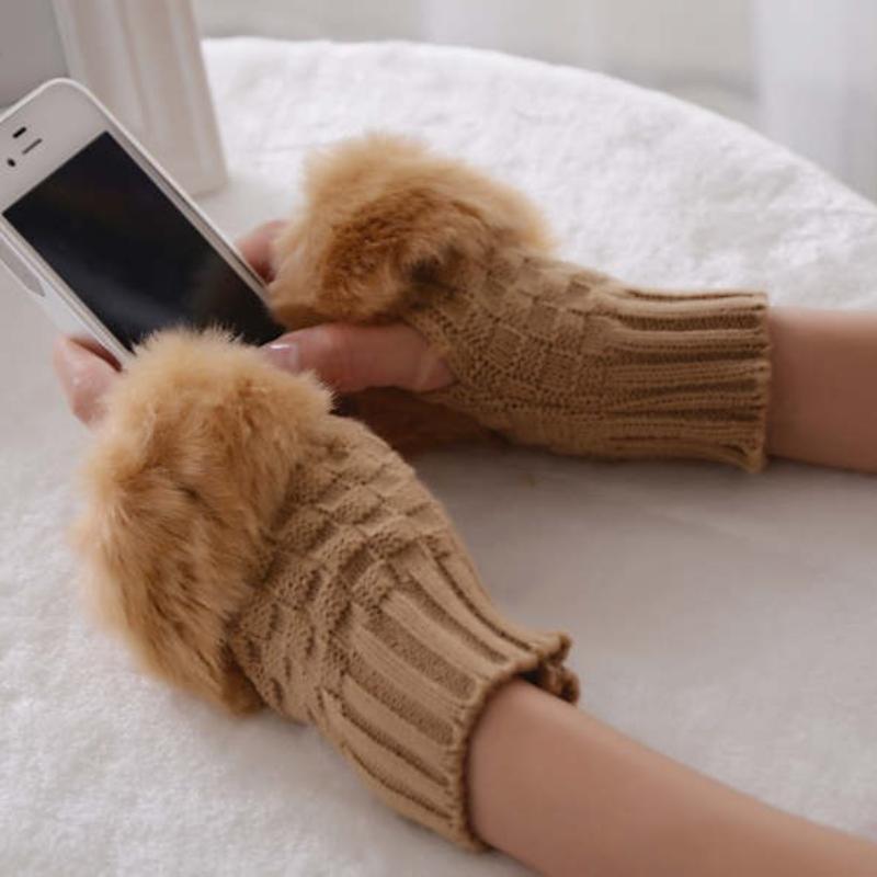 Gants Demi-Doigts pour Femmes Gants Tricotés Coréens Épais et Chauds Gants Tendance Sans Doigts à Écran Tactile pour Automne Hiver