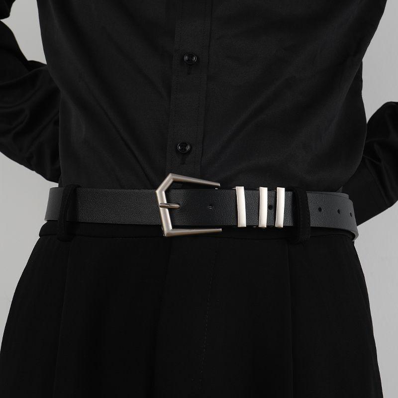 Belt Modern Black With Sophisticated Metal Buckle For Trendy Fashion Everyday