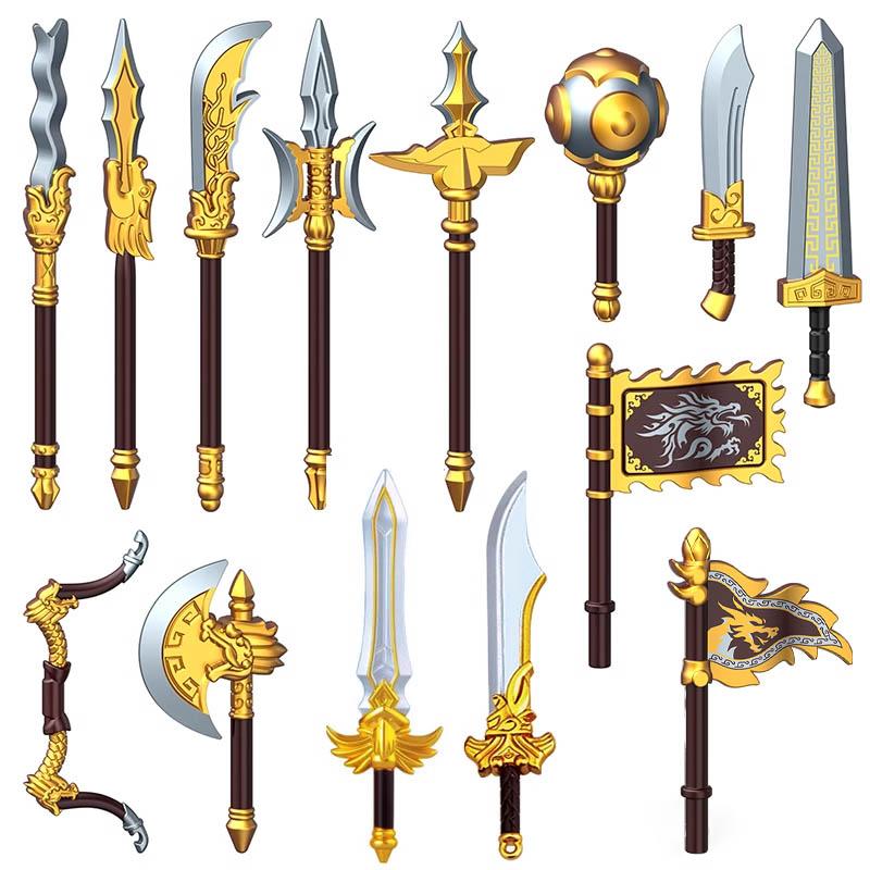 MOC Mittelalterliche Bausteine Charakter Ritter Krieger Zubehörset Helm Schulterrüstung Schild Bogen Pfeil Stein Geschenk Spielzeug X022