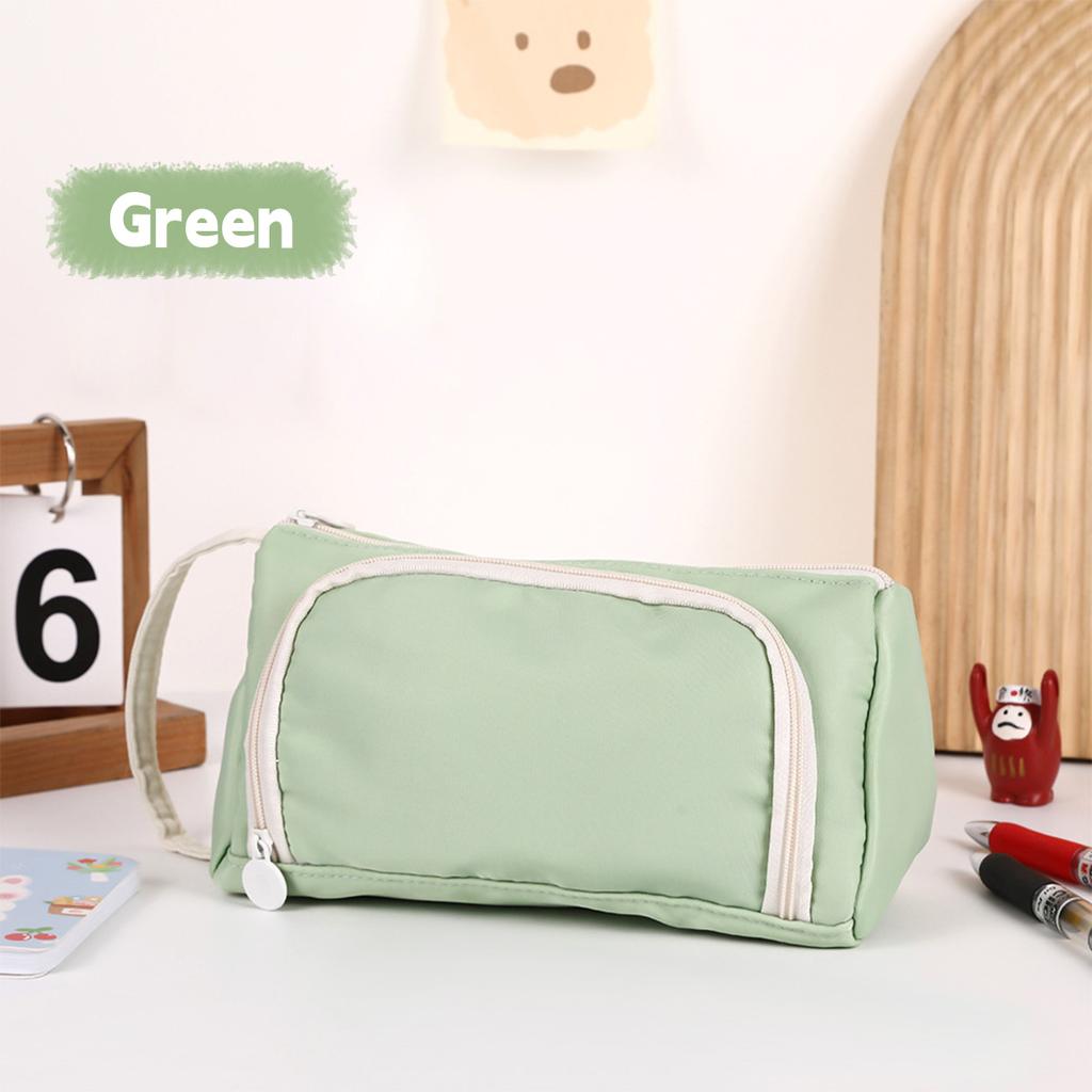 Kawaii Small Fresh Solid Color Pencil Bag Large Capacity Oblique Window Student Ins Style Multifunctional Storage Pencil Bag