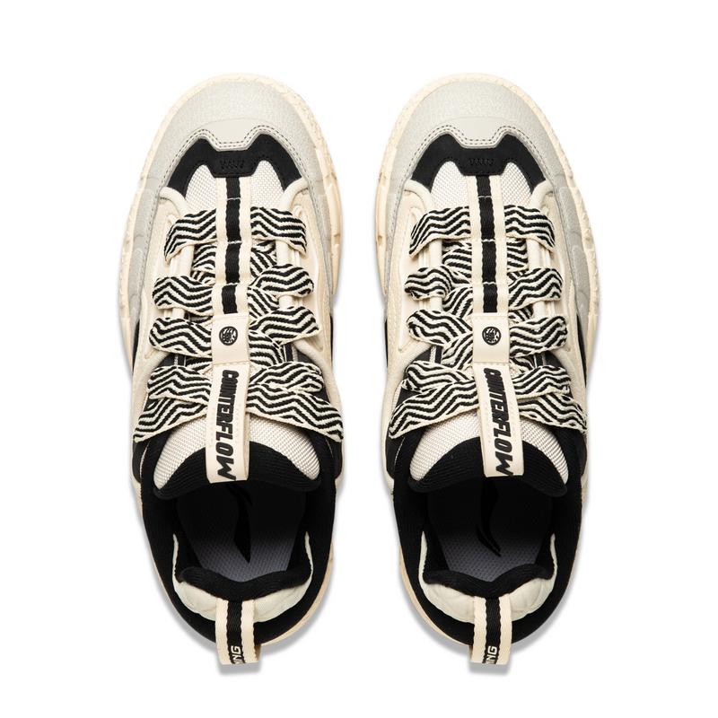 Li Ning CF Su Yu 4 Classic Thick Sole Height Increasing Low Top Skateboard Shoes Women Sneakers Gray Black AGLU298-1