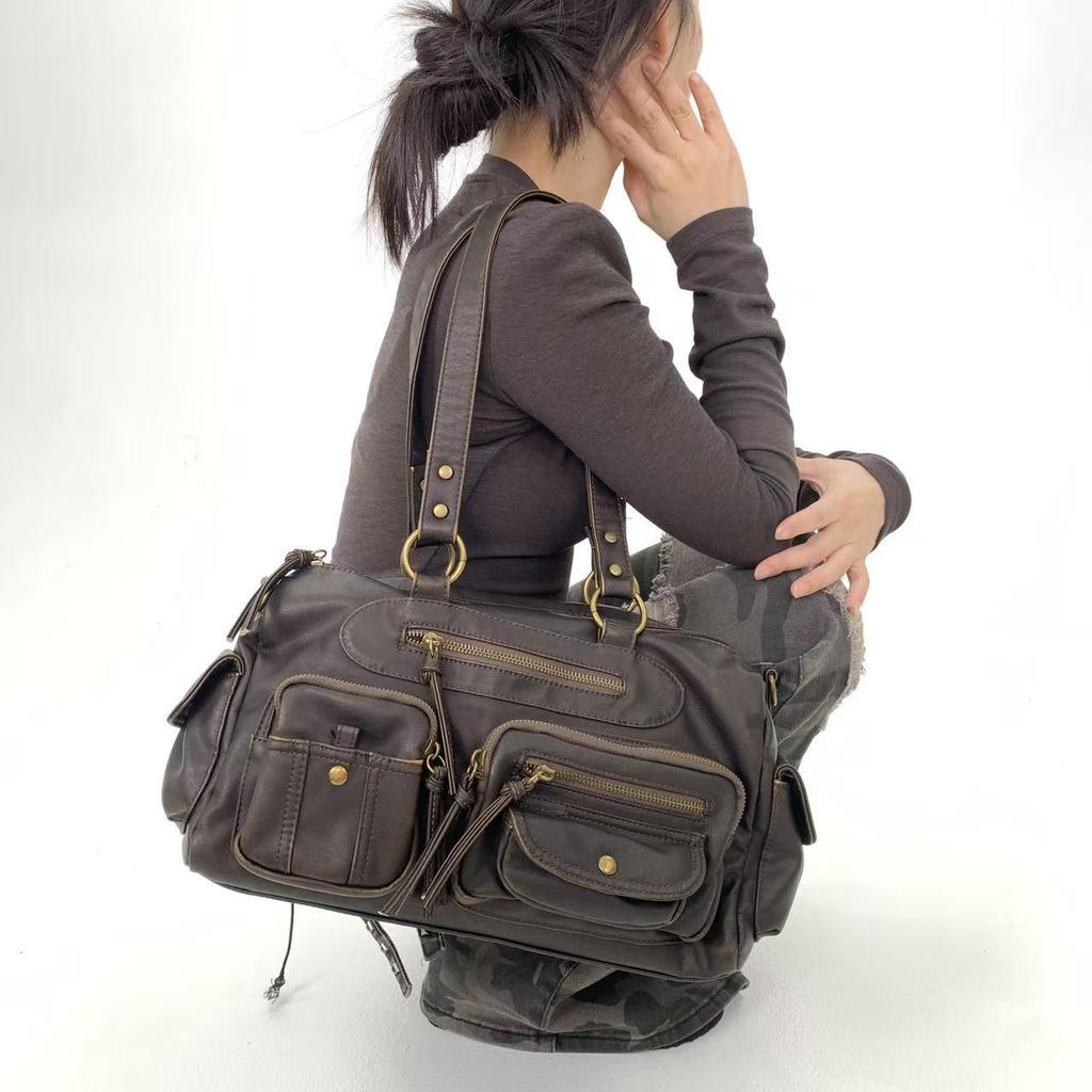 Street Retro Millennium Spicy Girl Shoulder Bag with Multiple Pockets, Personalized Vintage Handbag, Crossbody Bag