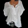 Summer Women's Chiffon Shirt with Hollow Off-the-shoulder Short-sleeved Embroidered Lace Stitching Loose Large Size