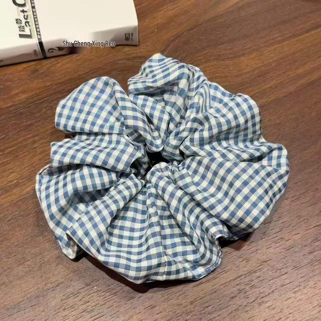 Classic Plaid Versatile Hair Tie & Headband with Flower Design