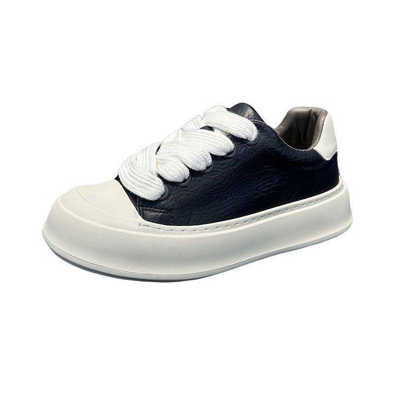 Bread shoes autumn new breathable leather surface casual shoes comfortable platform large size board shoes