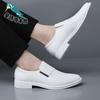 White leather shoes men's genuine leather spring breathable 2025 new formal business derby shoes men