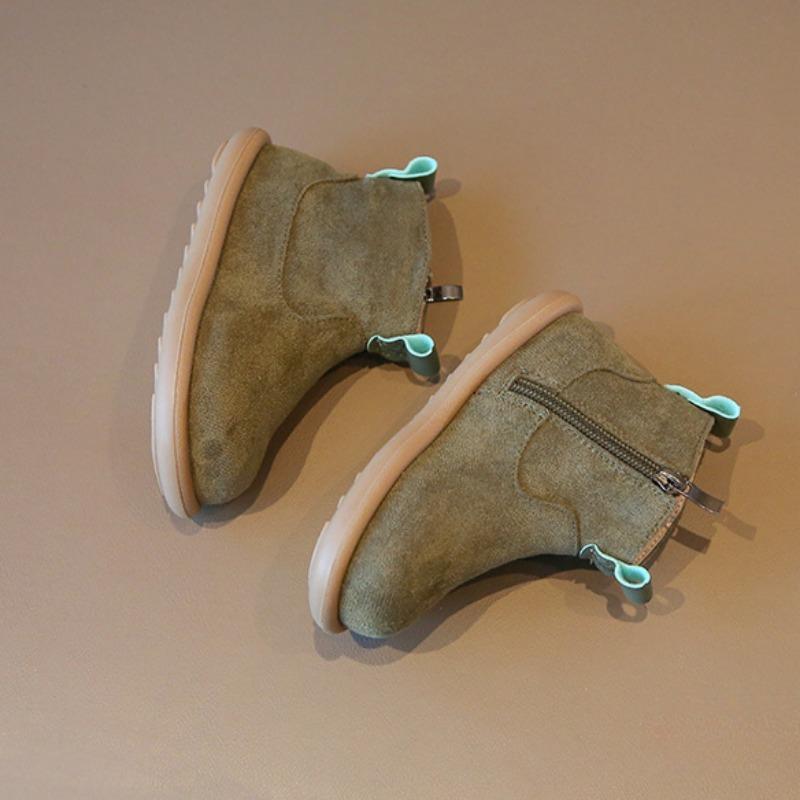 Cizme de piele mată pentru copii Fete Cizme scurte retro Cizme versatile casual din bumbac pentru bebeluși