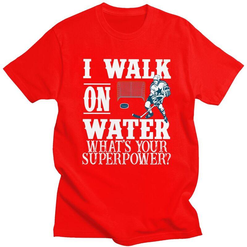 

Custom I Walk On Water Whats Your Superpower Hockey T Shirt Men ShortSleeve Tshirt Casual Tee Tops Oversized Tshirt Gift S