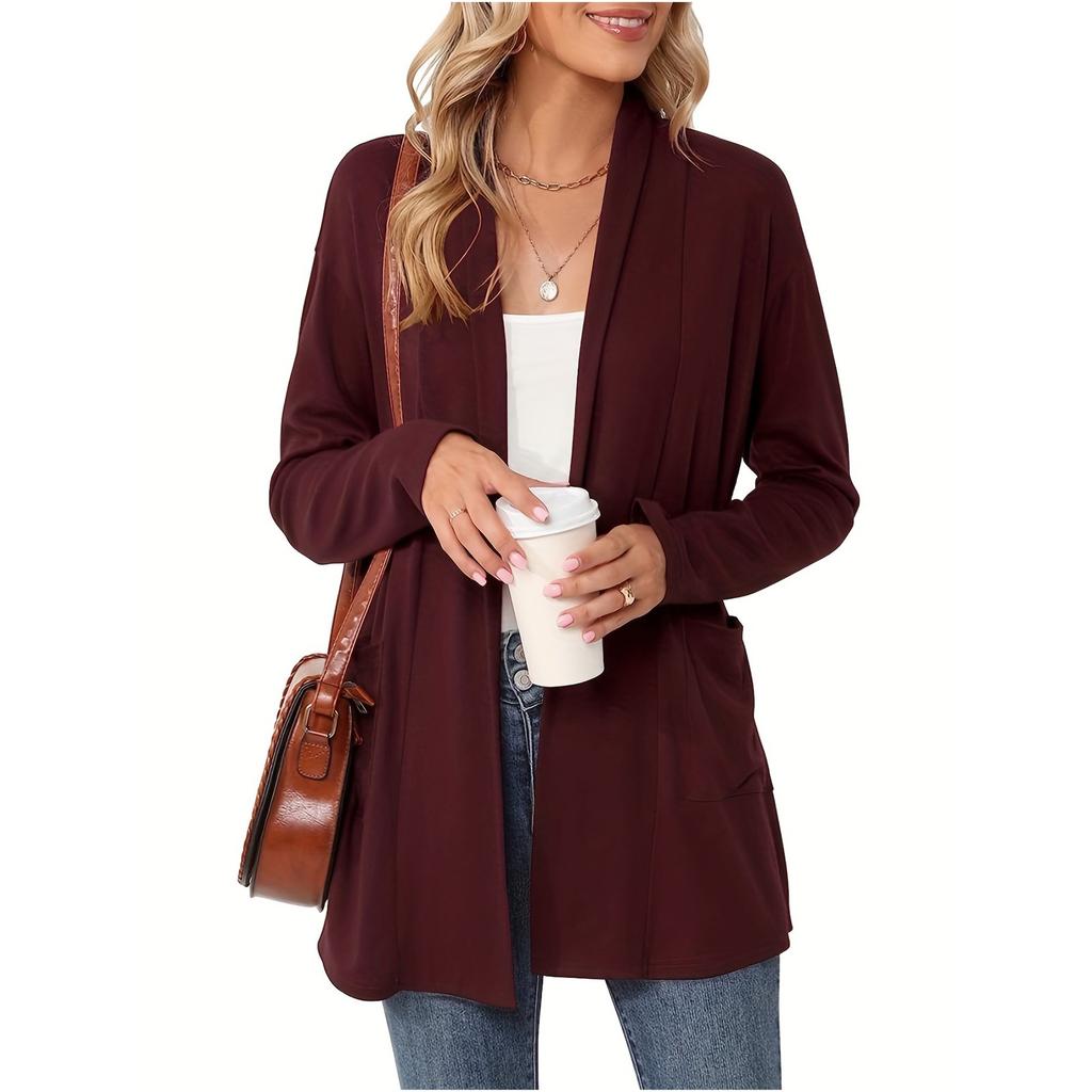 Women's Lightweight Cardigan Sweaters Open Front Long Sleeve Casual Loose Thin Cardigans With Pockets