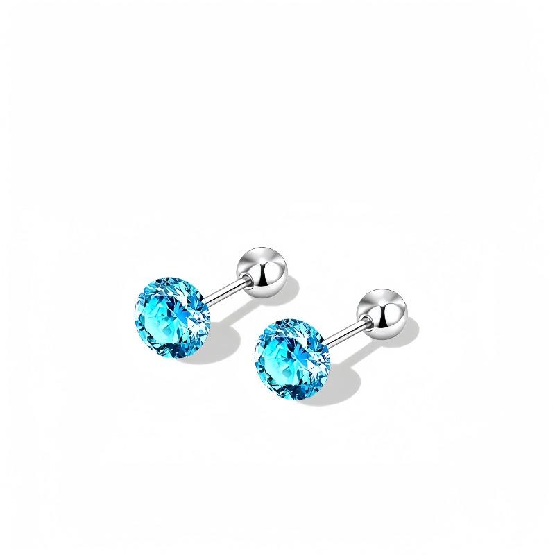 Brinco Stud de Osso da Orelha com Rosca de Zircônia para Piercing na Orelha. Brinco de Estilo de Luxo. Brinco de Lóbulo de Aço Inoxidável Não Removível.