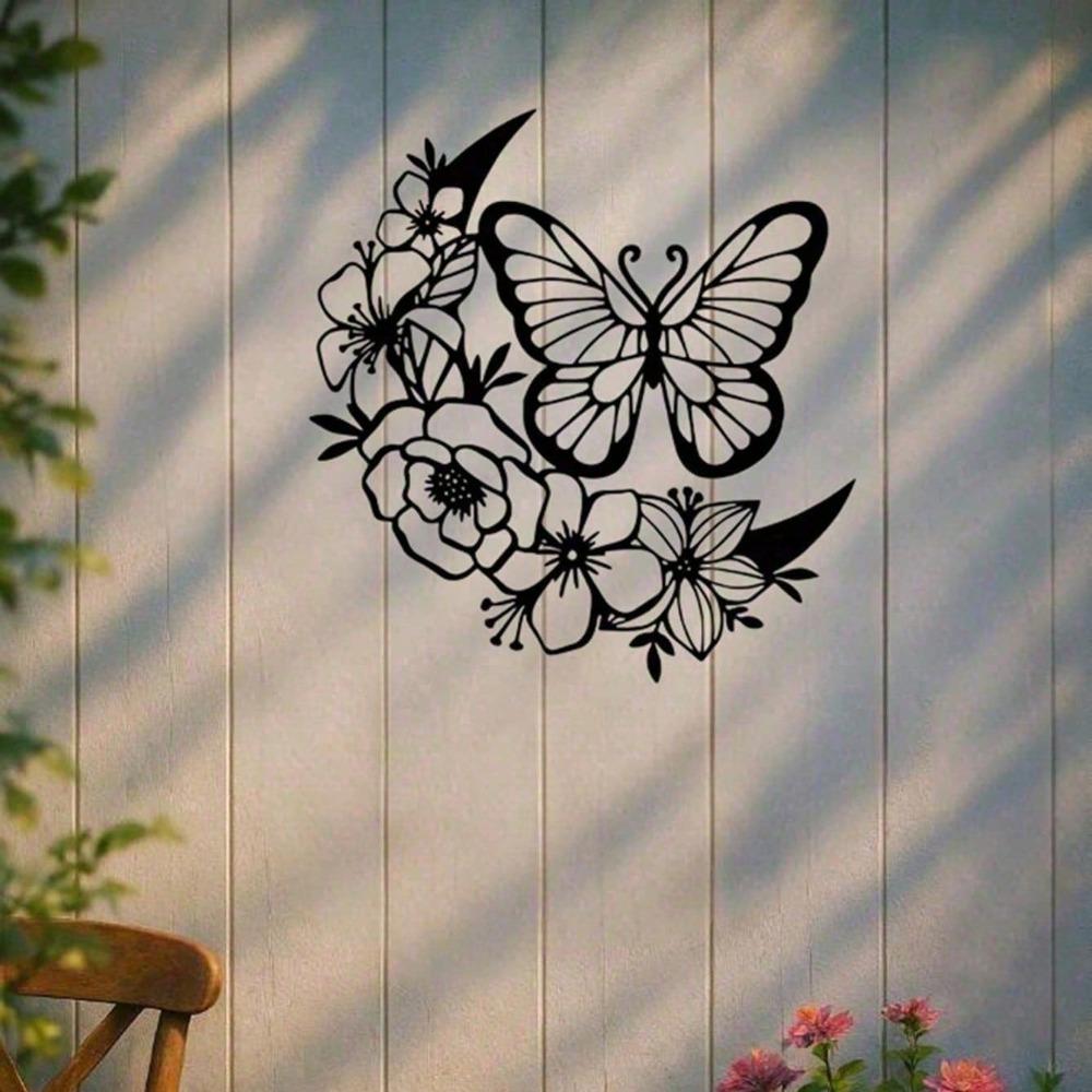 

Butterfly Moon Phase Metal Wall Art Bohemian Decor Waterproof Rustproof for Indoor Outdoor Home Garden Aesthetic Gift TY3387-01 різнокольоровий