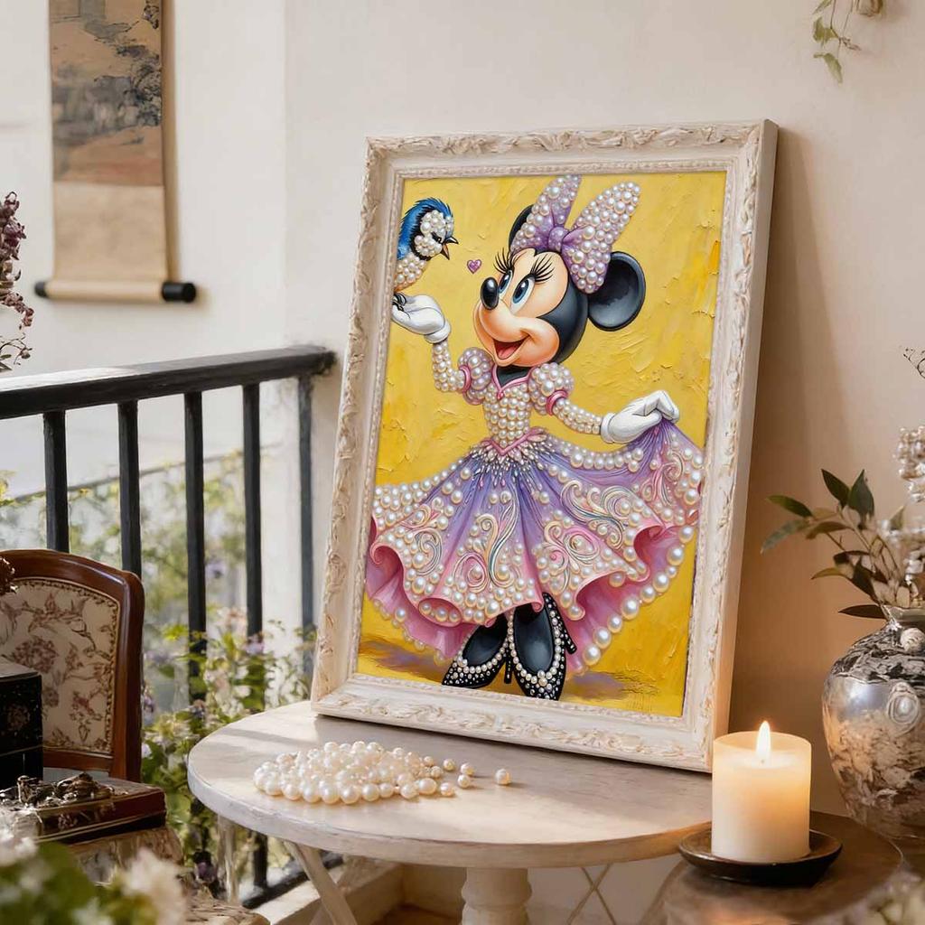 Disney Minnie Oil Painting Style Creative Pearl Painting Art 5D DIY Full Diamond Embroidery Mosaic Cross Stitch Kit Home Room Decoration