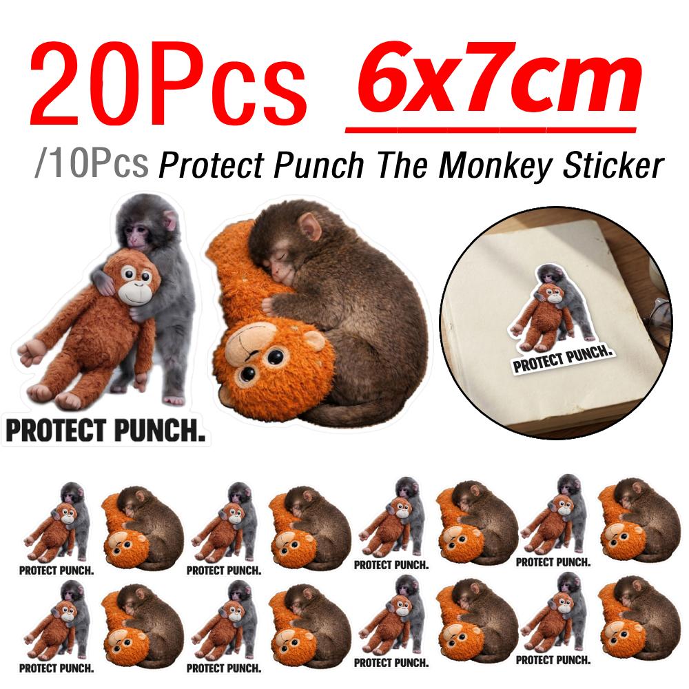 10/20Pcs Protect Punch The Monkey Sticker Easy To Paste and Remove Waterproof Vinyl Decal Stickers for Laptop Room Decor Gifts