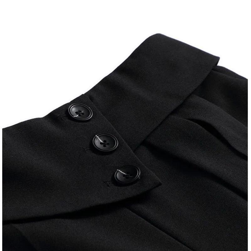 Leisure Women's Spring and Autumn 2024 New High Waist Zipper Button Pocket Straight Slim and Versatile Solid Color Radish Pants