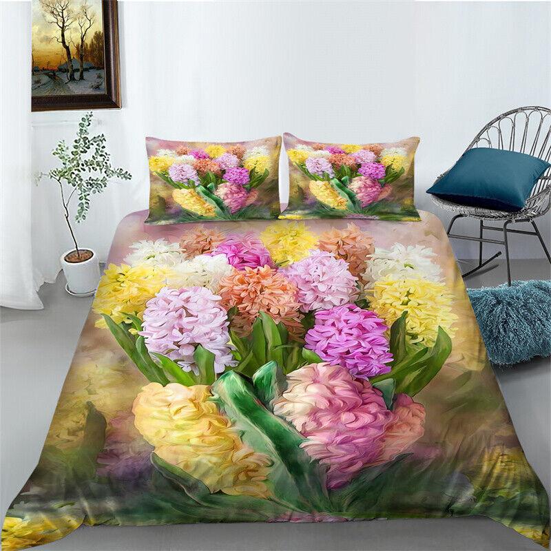 3D Flower Pattern Bedding Quilt/Duvet/Doona Cover Set Pillowcase