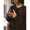 2025 Winter Korean Designer V-neck Raglan Sleeve Knit Sweater
