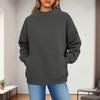 Women's Fashionable Casual Solid Color Round Neck Long Sleeved Pocket Sports Casual Pullover Sweatshirt Top