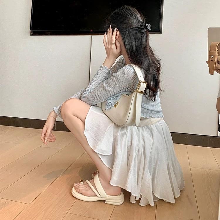 Bubble Golden Beads~ Fairy Wind with Skirt Cover Toe Thick Bottom Beach Casual Slippers Girls Sandals Summer