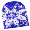 Unisex Jacquard Eye Flower Pattern Knitted Beanies Hat Fashionable Winter Warm Hiphop Bonnet Skull Hat for Men and Women