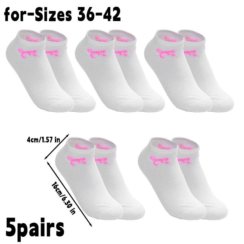 

5Pairs Kawaii Solid Color Bow Ankle Socks Summer Breathable Cotton Thin Short Socks Moisture Wicking for Women Girls Casual Sock One Size