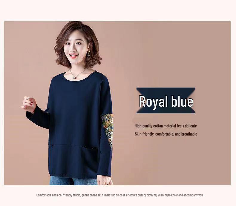 Women's Korean-Style Cotton Long Sleeve Sweatshirt - Loose Fit for Early Autumn.