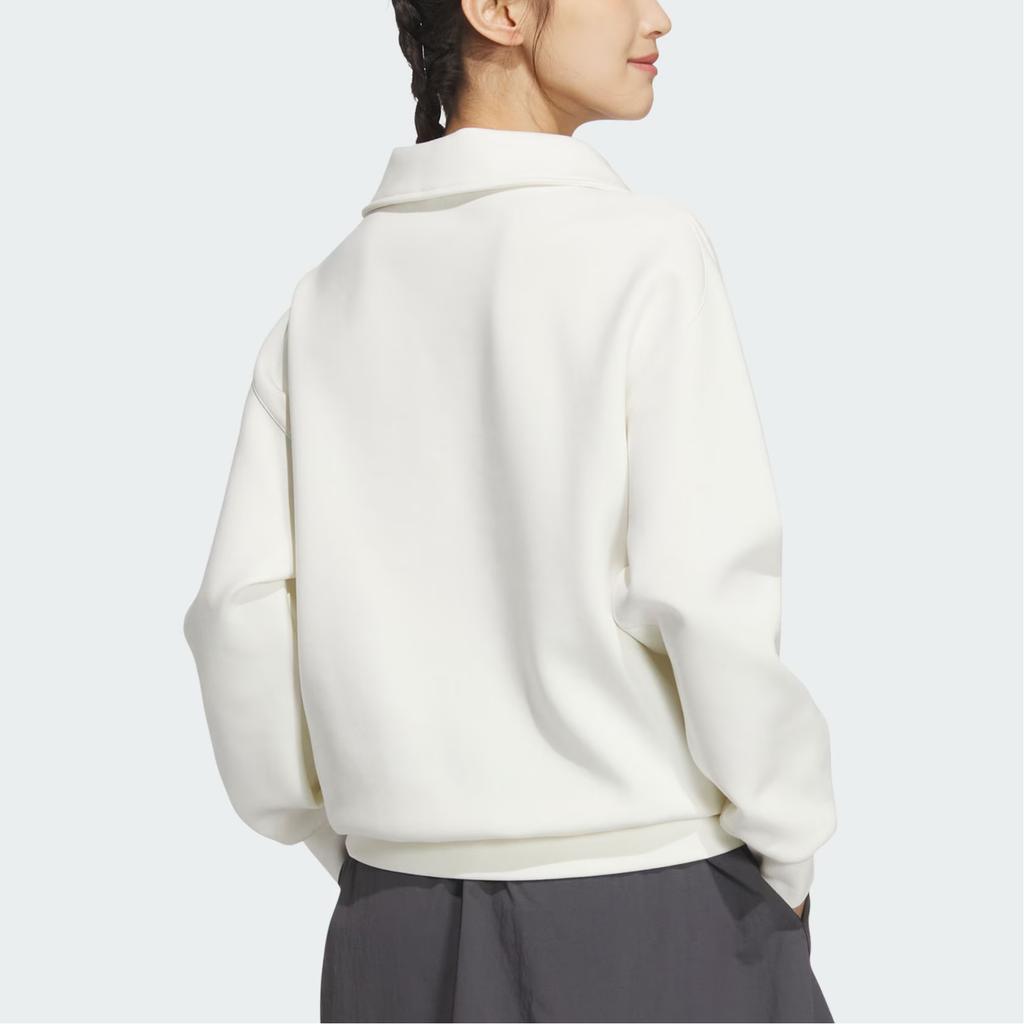 adidas Lounge Fw24 Half-Zip Sweatshirt Hoodie Women Sweatshirt White JJ3594