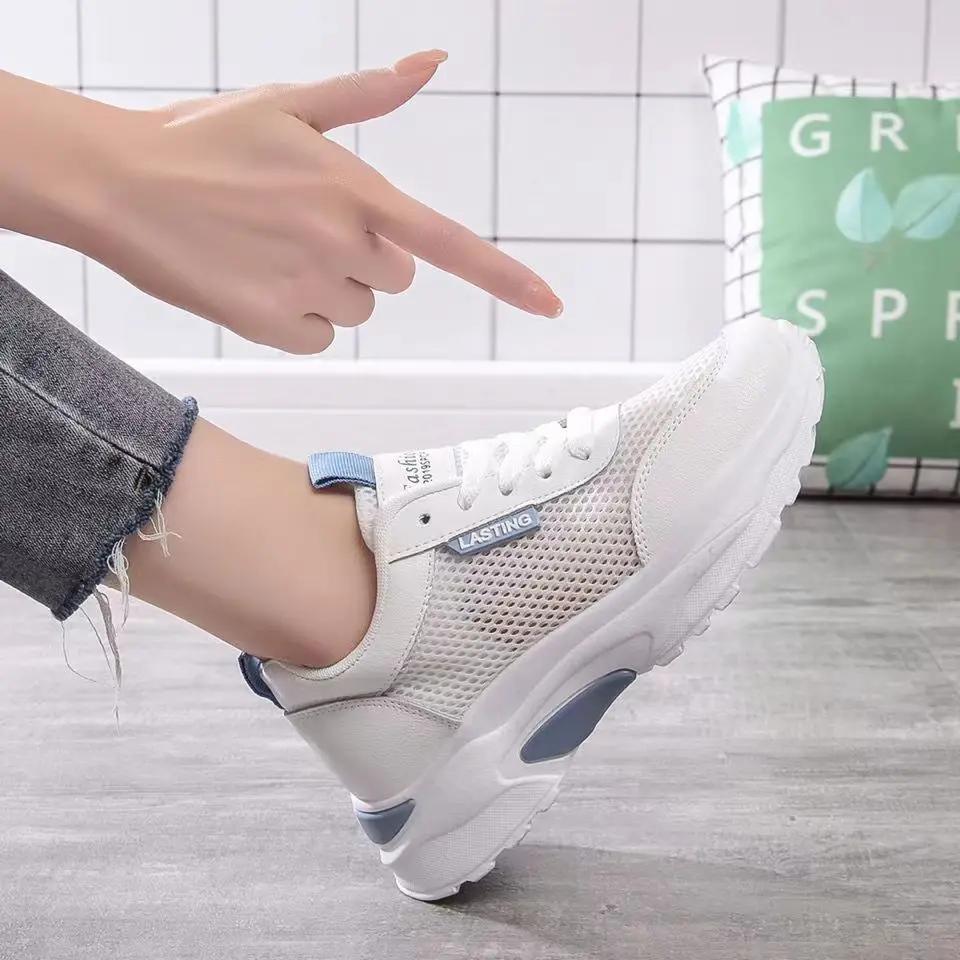 Hollow Mesh Women's Shoes Summer Breathable Non Stuffy Small White Shoes Casual Thick Soled Student Running Shoes