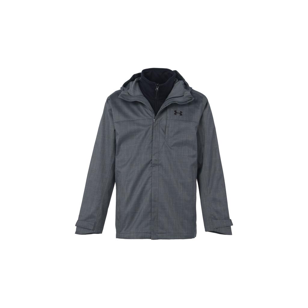 Under Armour Hooded Sports Fleece Thick Three-In-One Outdoor Hiking Waterproof Windproof Breathable Jacket Men Jackets Gray 1300663-012