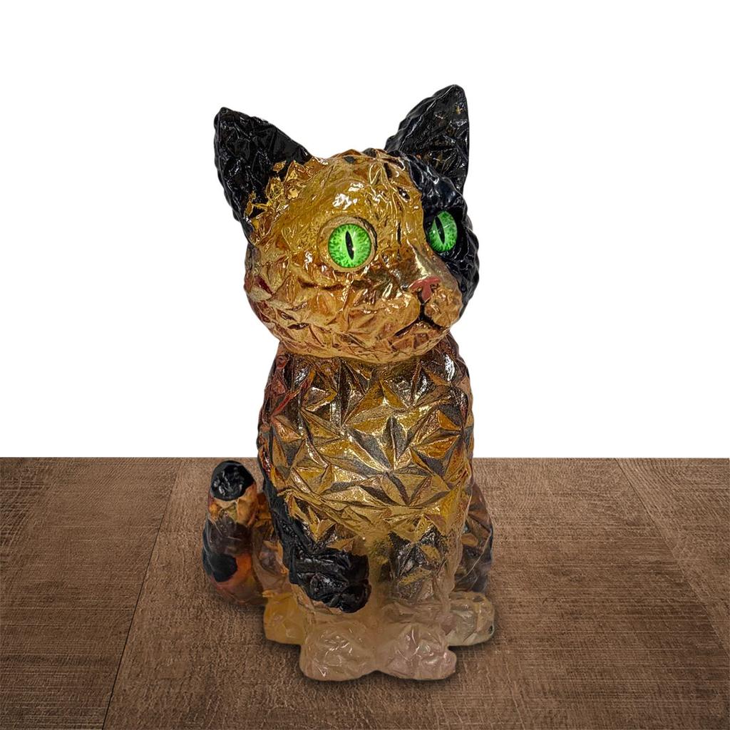 Fake Crystal Animal Sculptures Cat/Dog Figurines Resin Collectible Art Clear Statue for Home Office Shelf Desk Decor