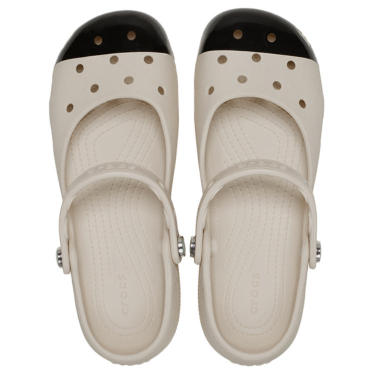 Crocs Classic Color Block Ballet Clogs Women Clogs Beige Black 215962-2TP