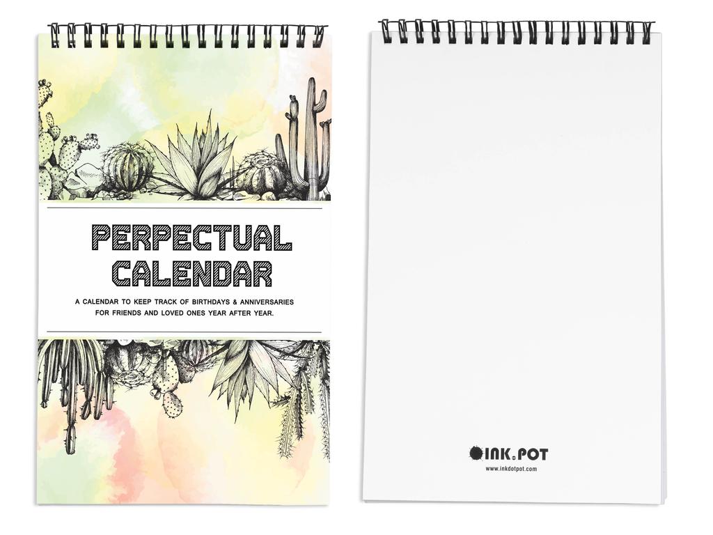 Inkdotpot Desert Print Perpetual Calendar, Important Dates To Remember- 6x9 Monthly and Daily Journal for Special Days