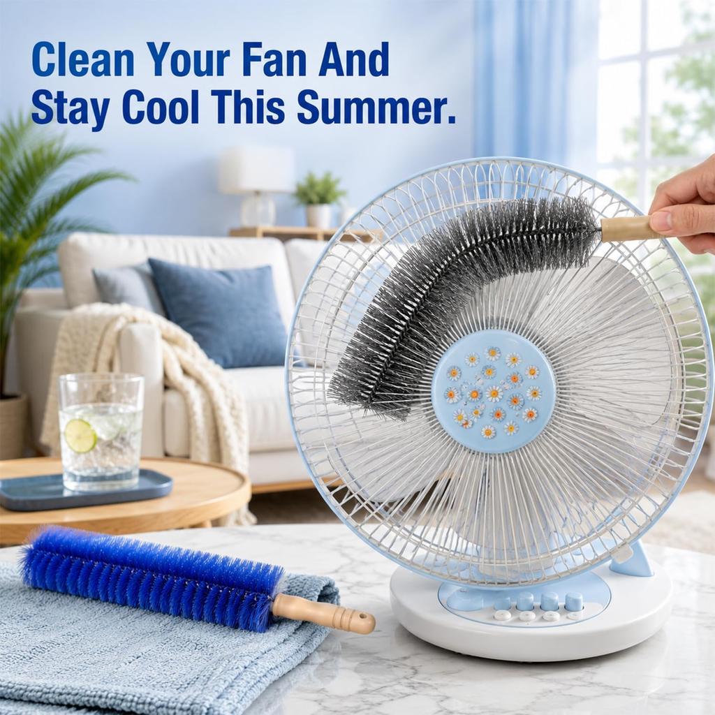 2PC Fan Cleaning Brush, Microfiber Duster Ideal for Electric and Blind, Reusable Fan Cleaner Brush Dust Remover, Non-disassembly Cleaning (Gray +